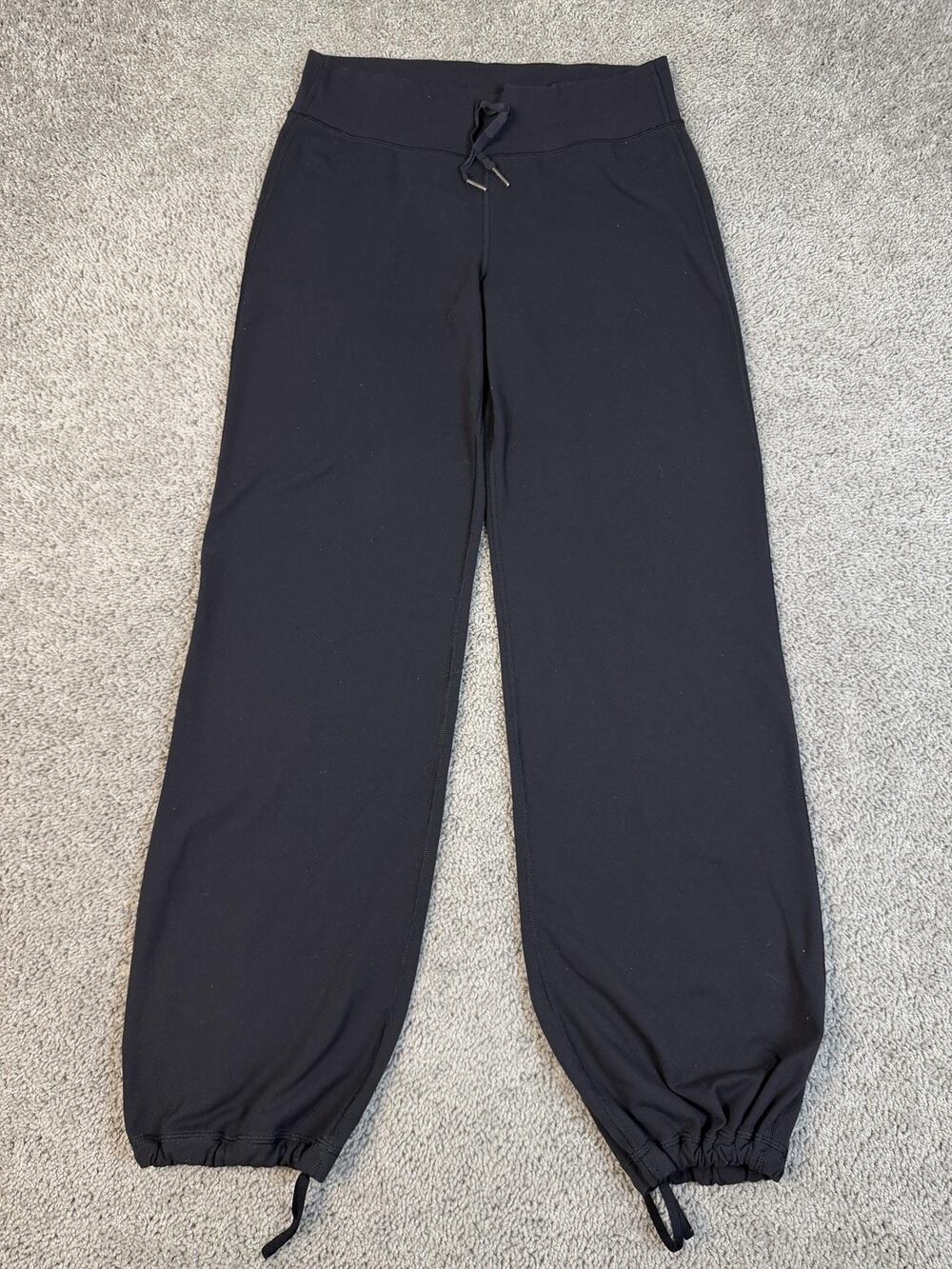 Lululemon Jogger Pants Womens 12 Cinch Hem Black Pockets Studio Yoga Drawstring